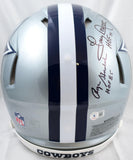 Drew Pearson/Roger Staubach/Tony Dorsett Signed Cowboys F/S Speed Authentic Helmet w/2 Insc.-Beckett W Hologram *Black Image 4
