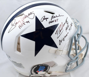 Drew Pearson/Roger Staubach/Tony Dorsett Signed Cowboys F/S 60-63 Speed Authentic Helmet w/2 Insc.-Beckett W Hologram  Image 1