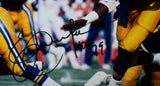 Eric Dickerson Autographed Rams 16X20 Running w/ Ball HM Photo w HOF- Beckett W Hologram *Black Image 2