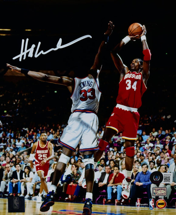 Hakeem Olajuwon Houston Rockets Autographed 8x10 V. Ewing Photo- Beckett W Hologram *White Image 1