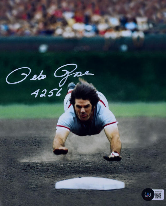 Pete Rose autographed 8x10 color photo of his rookie card