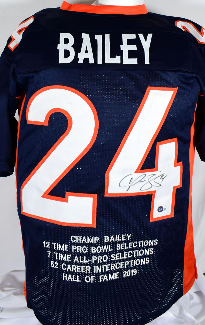 Champ Bailey Autographed Blue Pro Style STAT Jersey #2-Beckett W Holog –  The Jersey Source