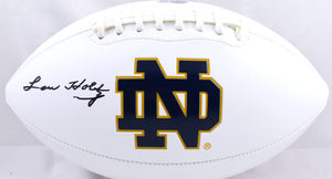 Lou Holtz Autographed Notre Dame Fighting Irish Logo Football- Beckett W Hologram *Black Image 1