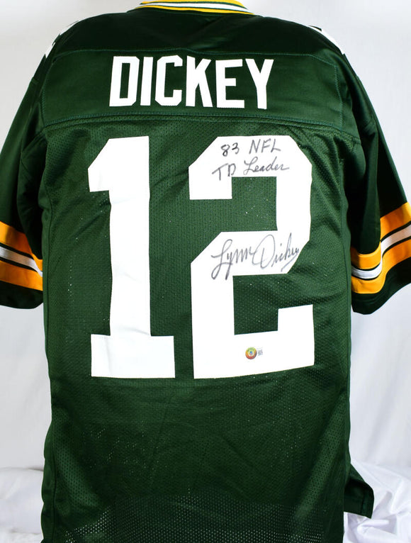 Lynn Dickey Autographed Green Pro Style Jersey w/83 NFL TD Leader-Beckett W Hologram *Black Image 1