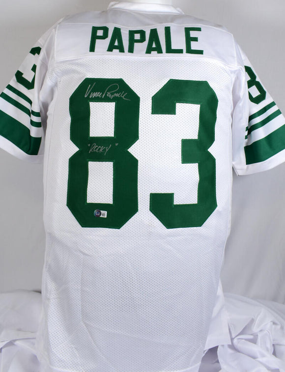 Vince Papale Autographed White Pro Style Jersey w/ Rocky- Beckett W Hologram *Silver Image 1