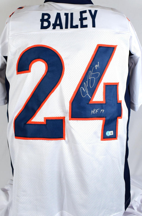 Champ Bailey Autographed White Pro Style Jersey w/HOF- Beckett W Hologram *Silver Image 1