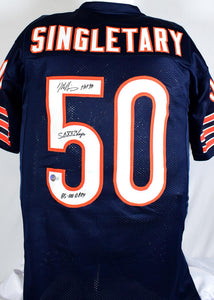 Mike Singletary Autographed Blue Pro Style Jersey w/ 3 inscriptions - Beckett W Hologram *Black Image 1