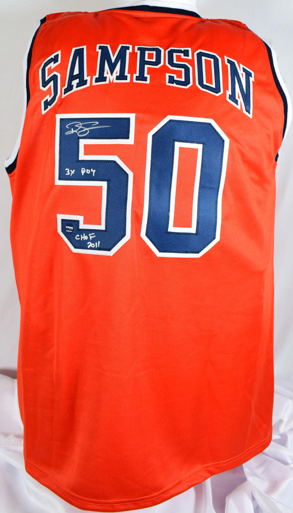 Ralph Sampson Autographed Orange College Style Basketball Jersey w/2 inscriptons- Prova *Silver Image 1