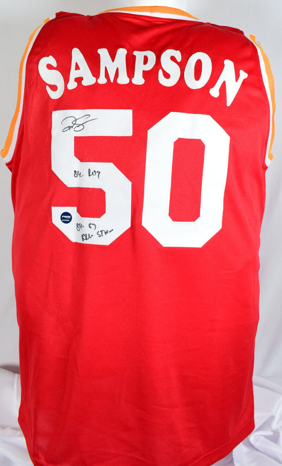 Ralph Sampson Autographed Red Pro Style Jersey w/ROY and All Star- Prova *Black Image 1