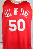 Ralph Sampson Autographed Red Pro Style Jersey w/ROY and All Star- Prova *Black Image 3