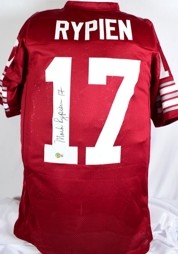 Mark Rypien Autographed Red College Style Jersey -Beckett W Hologram  *Black Image 1