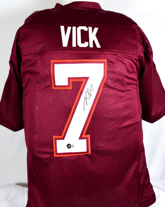Michael Vick Autographed Maroon College Style Jersey - Beckett W Hologram *Black Image 1