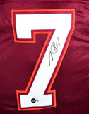 Michael Vick Autographed Maroon College Style Jersey - Beckett W Hologram *Black Image 2