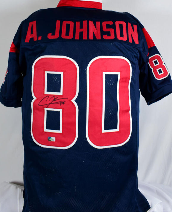 Andre Johnson Autographed Blue Red # Pro Style Jersey- Beckett W Hologram *Black Image 1