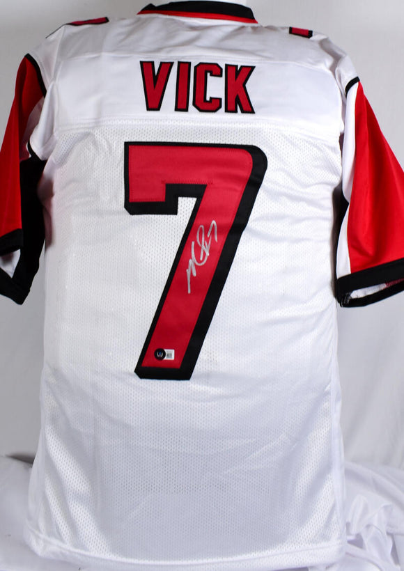 Michael Vick Autographed White Pro Style Jersey - Beckett W Hologram *Silver Image 1