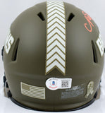 Nick Chubb Autographed Cleveland Browns Salute to Service Speed Mini Helmet-Beckett W Hologram *Orange Image 3