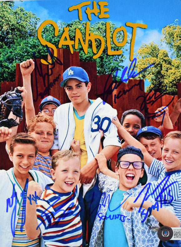 The Sandlot Autographed 8x10 Movie Photo w/7 Actors -Beckett W Hologram *Blue Image 1