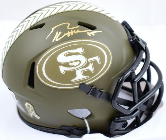 George Kittle Autographed San Francisco 49ers Salute to Service Speed Mini Helmet- Beckett W Hologram *Gold Image 1