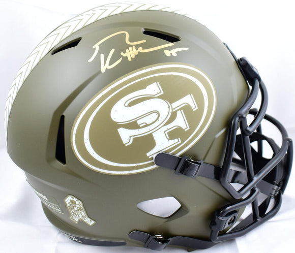 George Kittle Autographed San Francisco 49ers F/S Salute to Service Speed Helmet-Beckett W Hologram *Gold Image 1