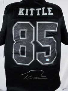 George Kittle Autographed 49ers Nike Black RFLCTV Jersey- Beckett W Hologram *Silver Image 1