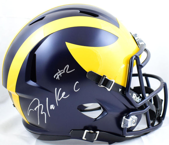Blake Corum Autographed Michigan Wolverines F/S Speed Helmet- JSA W  *Silver Image 1