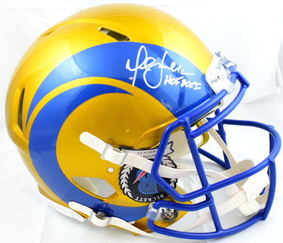Marshall Faulk Autographed Rams F/S Flash Speed Authentic Helmet w/ HOF-Beckett W Hologram *White Image 1