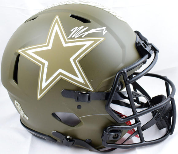 Micah Parsons Autographed Dallas Cowboys F/S Salute to Service Speed Authentic Helmet- Fanatics *White Image 1