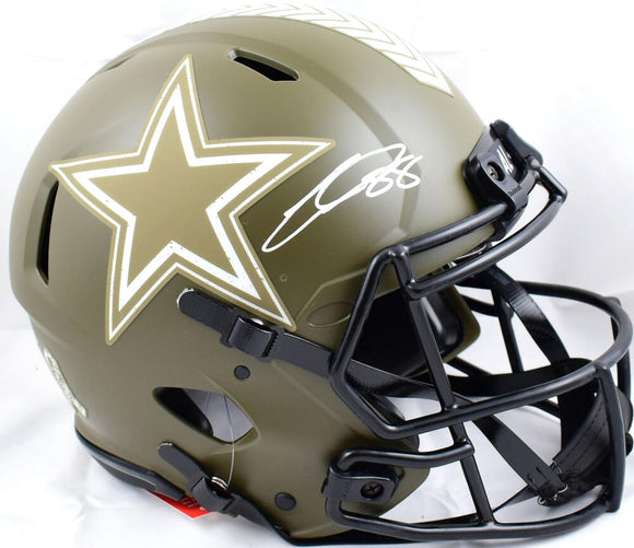 CeeDee Lamb Autographed Dallas Cowboys F/S Salute to Service Speed Authentic Helmet - Fanatics *White Image 1