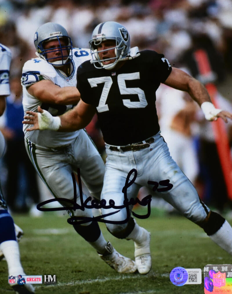 Howie Long Autographed Signed Raiders 8X10 Rush Photo - Beckett W