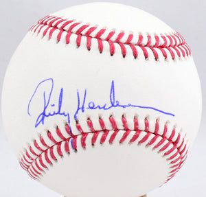 Rickey Henderson Autographed Rawlings OML Baseball - Beckett W Hologram  *Blue Image 1