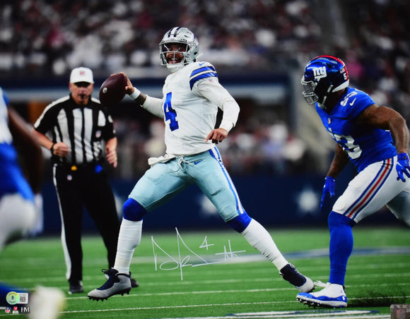 Dak Prescott Autographed Dallas Cowboys 16x20 v. Giants Photo-Beckett W Hologram *White Image 1