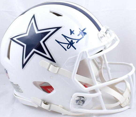 Dak Prescott Autographed Dallas Cowboys F/S ALT 2002 Speed Authentic Helmet-Beckett W Hologram *Blue Image 1