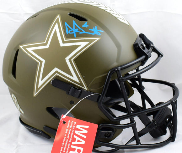 Dak Prescott Autographed Dallas Cowboys F/S Salute to Service Speed Authentic Helmet-Beckett W Hologram *Blue Image 1