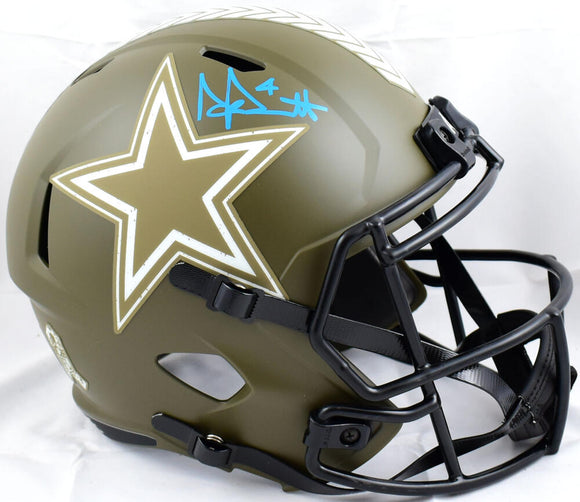 Dak Prescott Autographed Dallas Cowboys F/S Salute to Service Speed Helmet-Beckett W Hologram *Blue Image 1