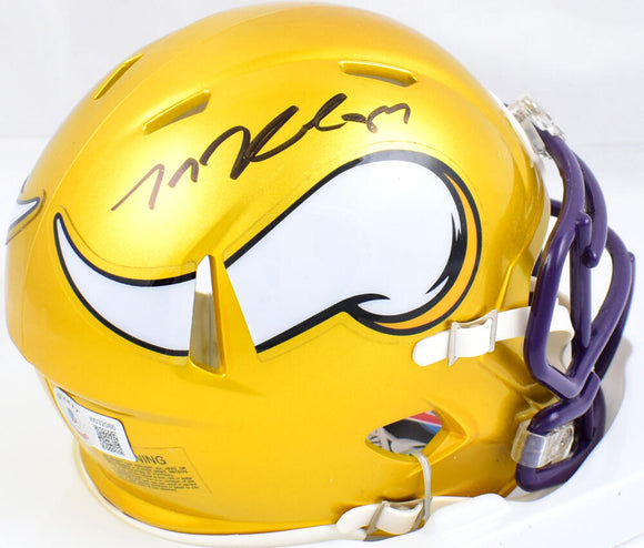 TJ Hockenson Autographed Minnesota Vikings Flash Speed Mini Helmet- Beckett W Hologram *Black Image 1
