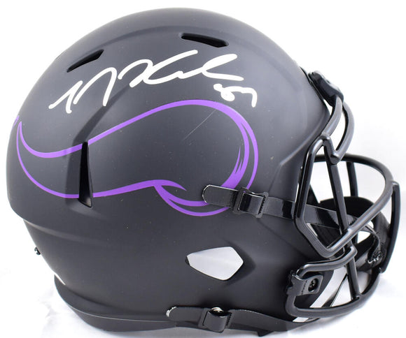 TJ Hockenson Autographed Minnesota Vikings F/S Eclipse Speed Helmet- Beckett W Hologram *Silver Image 1