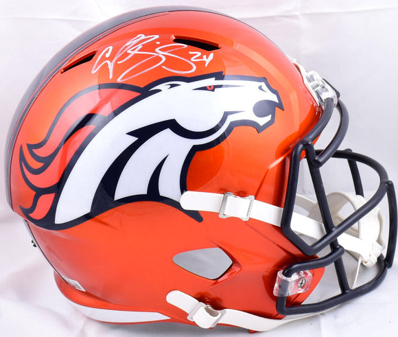 Champ Bailey Autographed Denver Broncos F/S Flash Speed Helmet- Beckett W Hologram *White Image 1