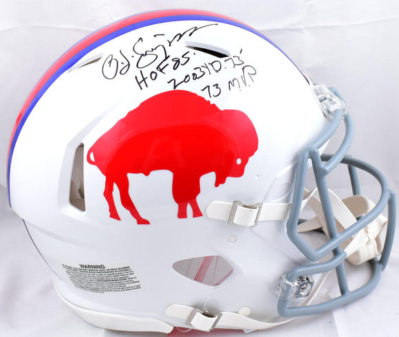 O.J. Simpson Autographed Buffalo Bills F/S 65-73 Speed Authentic Helmet w/ 3 Insc- JSA W *Black Image 1