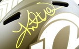 Kurt Warner Autographed F/S Rams Salute to Service Speed Helmet-Beckett W Hologram *Yellow Image 2