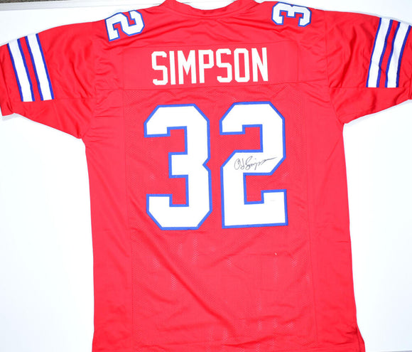 O.J. Simpson Autographed Red Pro Style Jersey - JSA W *Black Image 1