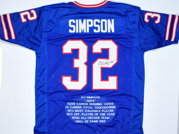 O.J. Simpson Autographed Blue Pro Style STAT Jersey- JSA W *Black Image 1
