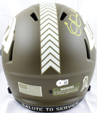 Eric Dickerson Autographed F/S Rams Salute to Service Speed Helmet W/ HOF- Beckett W Hologram *Yellow Image 3