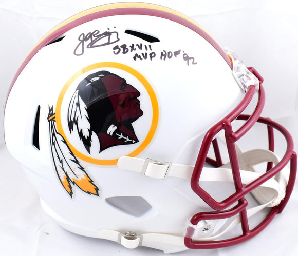 John Riggins Autographed Washington F/S Flat White Speed Helmet w/SB MVP HOF- Beckett W Hologram *Black Image 1