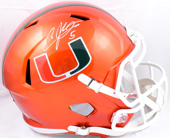 Andre Johnson Autographed Miami Hurricanes F/S Flash Speed Helmet- Beckett W Hologram *White Image 1