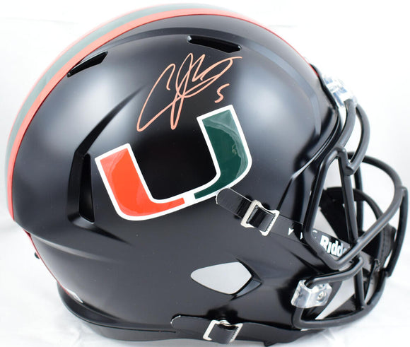 Andre Johnson Autographed Miami Hurricanes F/S Nights Speed Helmet- Beckett W Hologram *Orange Image 1