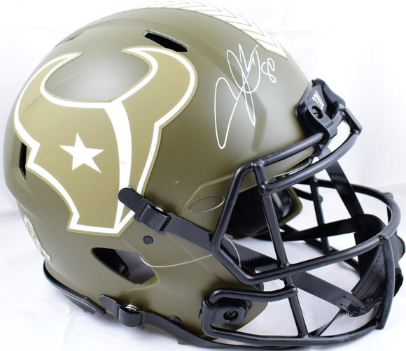 Andre Johnson Autographed Houston Texans F/S Salute to Service Speed Authentic Helmet- Beckett W Hologram *White Image 1
