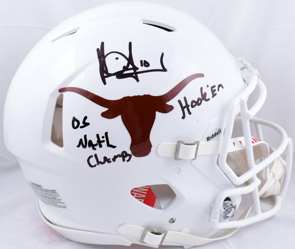 Vince Young Autographed Texas Longhorns F/S Speed Authentic Helmet w/Natl Champs Hook'em - Beckett W Hologram *Black Image 1