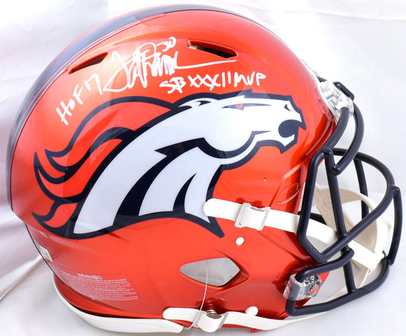 Terrell Davis Autographed Denver Broncos F/S Flash Speed Authentic Helmet w/ HOF SB MVP- Beckett W Hologram *White Image 1