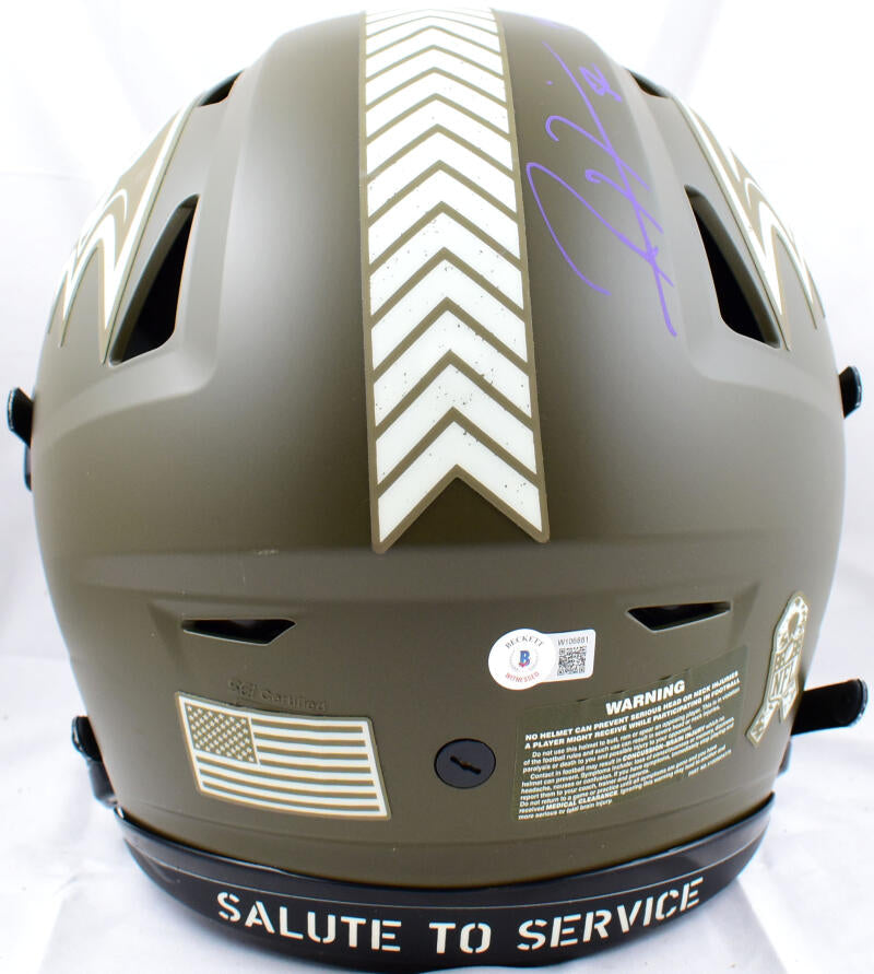 Ray Lewis Autographed Baltimore Ravens F/S Flat White Helmet HOF