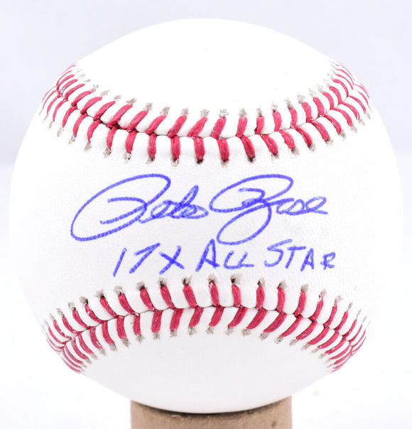 Pete Rose Autographed Rawlings OML Baseball w/ 17x All Star - Beckett W Hologram *Blue Image 1